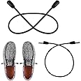 TOYMIS 2 Pairs Elastic Shoelaces, Black String Shoelaces with 4 Lace Locks & 4 Covers Replacement Shoe Laces Install Shoelace Tool for Hey Dude Shoe Laces