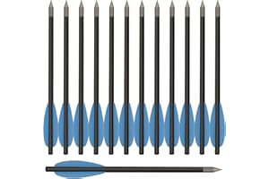 WANVZMR 6.3 Inch Carbon Pistol Crossbow Bolt Arrows, Mini Crossbow Arrows Crossbow Bolts with Steel Tips Hunting Arrows for 50-80 lbs Pistol Crossbow Precision Target Shooting Exercises and Small