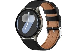 Wanme Bracelet pour Samsung Galaxy Watch 7 40mm 44mm Femme Homme, 20mm Cuir Bracelets de Remplacement pour Samsung Galaxy Watch FE 40mm, Noir