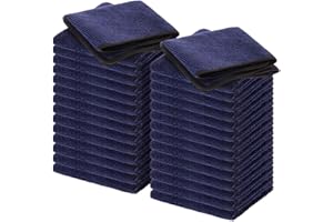 Wemk Chiffons Microfibre, Lot de 30 Chiffons Nettoyant Microfibre, Doux, Ultra Absorbant Serviette de Nettoyage Tout Usage, Cuisines, Voiture, 23.5 x 33.5cm, Bleu