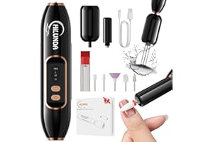 HiLUNDA Fresa per Unghie Professionale - 2 in 1 Lima per Unghie Elettrica Capace di Pulire Spazzole di Trucco, 1500 mAh Regolazione Della Velocità a 3 Velocità Conveniente Set Manicure Elettrico
