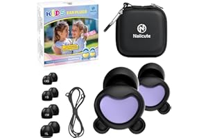 NAIICUTE Bouchons d'oreilles pour enfants (5 à 12 ans) - Réutilisables Réduction du bruit Bouchon oreille Enfant Pour avion, voyage, concerts, musique, sport, concentration, XS/S/M/L, 26dB Réduction du bruit