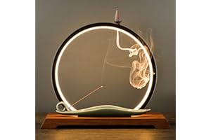 REAHOME REAWOW Wasserfall chinesischer Rückfluss räuchergefäß mit LED-Licht Räuchergefäß Halter Wasserfall Keramik Räucherstäbchenbrenner mit 20 Räucherkegeln und 30 Stäbchen Räucherstäbchen