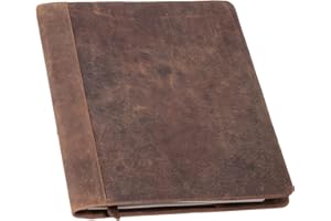 Pride and Soul 30124 – Funda de piel DIN A5 PERKINS, funda de piel para cuaderno, funda de libro de piel auténtica, cubierta de libro en marrón, cubierta con marcapáginas, 8 compartimentos para