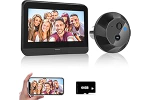 ODIKALA Visiophone sans Fil,WiFi 1080P Judas de Porte Camera Surveillance avec 4.3 Pouces écran d'affichage,Détection Humaine,Audio Bidirectionnel,La Fonction de Vision Nocturne+ 64G carte mémoire (B)