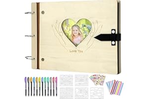 ZEEYUAN Album Fotografico in Legno Album Foto Fai da Te delle Nozze Book Foto degli Ospiti 60 Pagine Libro dei Viaggio Anniversario di Compleanno Regalo di San Valentino per Madre Padre