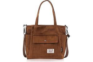 CxutSa Bolsos de Pana Grande Mujer Bolsa Hombro Tote Bag con Cremaller Bolsillos Bolsos Universidad para Viaje Trabajo Oficina Escuela