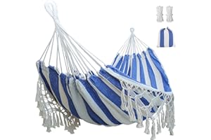 YAERSI Boho Macrame Hammock With Elegant Tassels, Garden Hammock For Patio, Yard, Beach Wedding Decor, Outdoor And Indoor