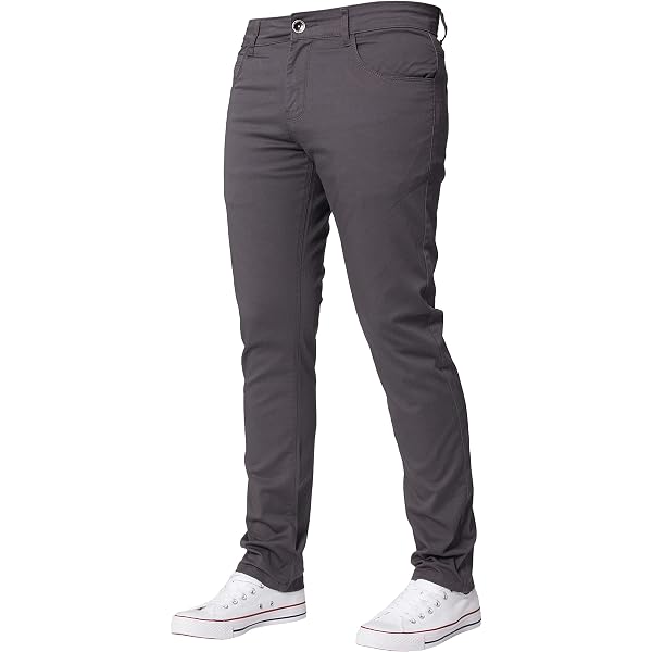 WestAce Men's Stretch Skinny Chino Pants - Flat Front Casual Trousers In Grey, Slim Fit - View #6