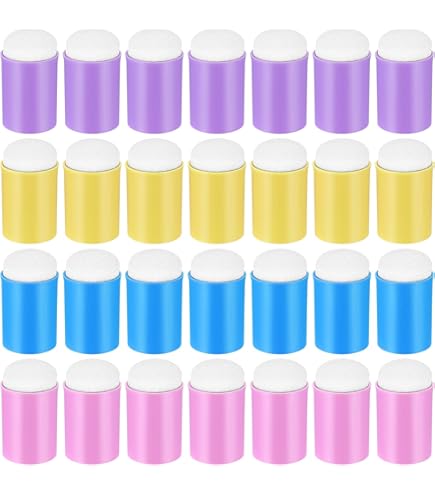Lot De 40 Tampons éponges Pour Doigts - Idéal Peinture, Dessin, Travaux Manuels, Craie | Pour Enfants Et Adultes