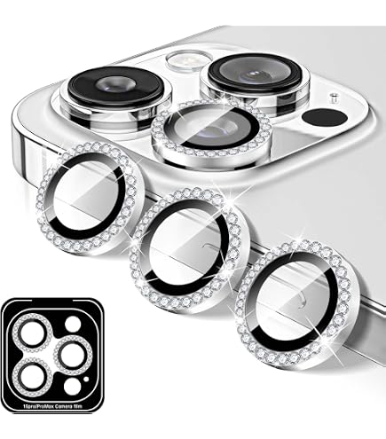 NEWTOP Protezione Fotocamera Glitter Per IPhone 16/16 Plus: Vetro Temperato, 2 Pezzi (Argento)