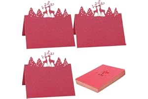 VIDILLO Tischkarten Schön blanko 50 Weihnachten Rentier Tischkarten Platzkarten Platzkarten,Namenskarten Tisch Tischkarten für Hochzeit Weihnachten Urlaub Geburtstag Party Bankette Veranstaltungen (Red)