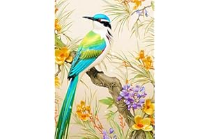 CEOVR Peinture Diamant Adulte Animaux Diamond Painting Kit Enfants,Oiseaux Vert 5D DIY Diamond Painting,30x40 cm Kit Diamond Painting Fleurs,Tableau Diamant Kit Complet,Cadeau