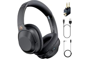 YMOO Bluetooth Hybrid Active Noise Cancelling Headphones for Airplane Travel, Wired and Wireless ANC, 80H Playtime Over Ear Headphones, Foldable Bluetooth Headset with Mic for Adults