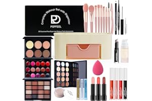 Kit de Maquillaje Profesional Completo, MKNZOME Set de Maquillaje Mujer Estuches de Maquillaje Portátil Paletas de Sombras de Ojos Fundación barra de labios para Mujeres Niñas