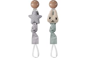 PomeloBaby Schnullerband Baby Schnullerkette Stoff - 2 Stück stilvolle und praktische Schnullerketten für Babys - Mädchen und Jungen Nuckelkette zur Geburt Taufe Babyparty