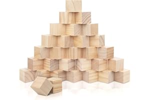 RUIKCOLL Cubi di legno, materiale artigianale, pezzi di gioco in legno e cubi per l'artigianato, piccoli cubi di legno vuoti, puzzle e blocchi di legno numerati, confezione da 3 cm-30