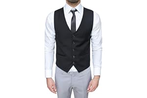Evoga Gilet panciotto uomo smanicato elegante casual slim fit con cravatta