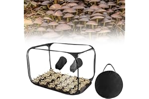Kensbro Still Air Box Mushroom Grow Kit Portátil Plegable, Juego de Crecimiento de Setas de PVC con 2 Puertos de Brazo, Caja de Aire Compacta para los amantes de los hongos, Cultivo Versátil para