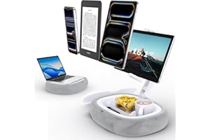 TRYONE für iPad Kissen Halterung Kindle & Laptophalter: Weichem Plüschkissen mit Snackschale, 360°Drehbarem und Abnehmbarem Stützarm für Bett & Tisch für Kindle/Tablet/eReader, Alle von 4.7-16.1 Zoll