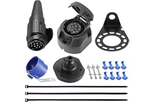 SPARKMOTO 12V Anhänger Stecker 13 Polig und Anhänger Steckdose 13 Polig Set,mit Vollständig Montagezubehör,inkl. Anhänger Steckdose Stecker halter,Wasserdicht 13Poliger Anhänger Stecker Steckdose(Neu)