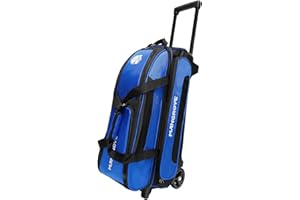 Mangrove Bowlingtasche mit 3 Bällen und Rollen und Schuhfach, Deluxe-Bowlingball-Tasche mit 3 Bällen Rollen, dreifache Balltasche mit Zubehörtasche und einziehbarem Griff, ausziehbar auf 101,6 cm