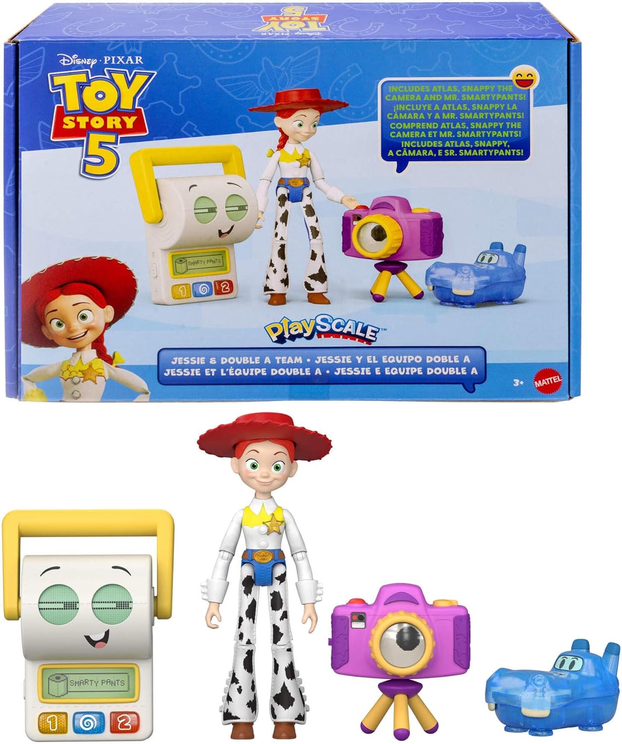 Mattel Disney Pixar Toy Story 5 Jessie y el Equipo Doble A Multipack con Figuras articuladas de acción de 17,78 cm a Escala de Juego, JLR69