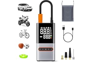 OFOTTOFO Akku Luftpumpe Fahrrad, 150PSI Elektrische Fahrradpumpe Tragbare Mini Kompressor mit 6000mAh Akku, LED-Licht und Digital Anzeige, Elektrische Pumpe Für Auto Motorrad, Bälle und Schwimmringe, 5 Modi