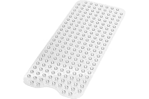 Crynvor Halkfri PVC-bad-/duschmatta, badkarsmatta med sugkopp och dräneringshål, perfekt för äldre och barn (transparent, 100 x 40 cm)