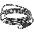 MOSWAG USB C to USB B MIDI Cable Type C to USB MIDI Cable Nylon Braided 2.0 Printer Scanner Cord High Speed with Metal Connector (9.84FT/3M, Black)