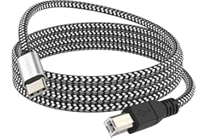 MOSWAG Cable MIDI USB C a USB B Tipo C Cable MIDI a USB Trenzado Nylon 2.0 Impresora Cable de escáner de alta velocidad con conector de metal Compatible con impresoras AiO, HP, Canon y más