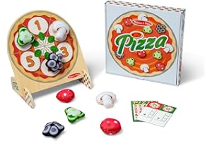 Melissa & Doug Wooden Double-Sided Pizza Topping Toss Games for 1 or 2 Players | Bean Bag Target Game, Bingo, Tic-Tac-Toe, Matching, Number, Motor Skills Activity Toy for Kids Ages 3+
