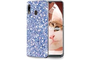 OKZone Compatible with Samsung Galaxy A20E Case [with HD Screen Protector], Bling Glitter Sparkle Design Slim Fit Soft Gel TPU Silicone Skin Cover Anti-scratch Protective Case (Blue)