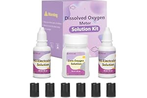 Electrolyte Solution Zero Oxygen Solution and Membrane Caps Kit for Dissolved Oxygen Meter, 2 Bottles 30 ml Electrolyte Solution, 1 Bottle 50 ml Zero Oxygen Solution and 6 Membrane Caps
