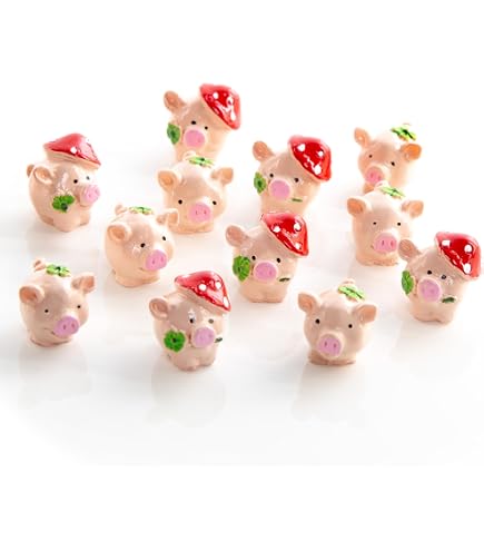 Logbuch-Verlag Mini maialini portafortuna, 12 pezzi: decorazioni piccole rosa per buona fortuna, esami, patente, maturità, Capodanno, anno nuovo, regalo porta fortuna con quadrifoglio o fungo, 1,5 cm