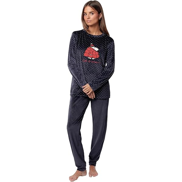PEANUTS Pijama Manga Larga Crudo Snow Drift Para Mujer CRUDO