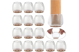 16 Pièces Chaise Casquettes 17-21mm WCIC Patins pour Meubles Silicone Protection Plaquettes de Pieds de Meubles Chaise Jambe Caches Housse de Table Rayures Protecteurs de Sol pour Pieds Ronds