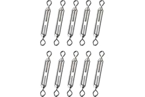 Kippen 1204AK - Confezione da 10 Pezzi di Tenditore a 2 Occhi in Acciaio Zincato. Misura 5 mm.