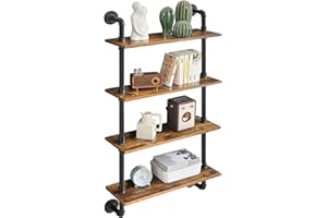 YMYNY 4-poziomowe przemysłowe półki ścienne, rustykalne regały do przechowywania, półki pływające, półki ścienne, stojak na przyprawy kuchenne, do sypialni, kuchni, salonu, łazienki, HWS002H