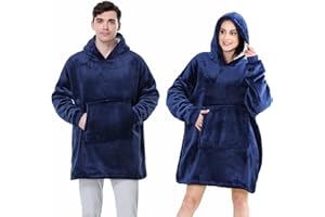 WUHUHAI Blanket Hoodie, Oversized Blanket Hoodie Comfy & Fluffy Wearable Blanket Soft Sherpa Fleece Throw Hooded Giant Sweatshirt for Unisex