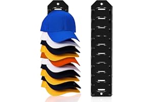 HUAJIAO 2 Pack Hat Organizer for Baseball Caps, Hats Racks for Wall Cap Holder Hold Up to 20 Hats Wall Mounted Hat Hooks Hanger for Door Closet(Black)