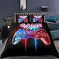Loussiesd Double Gamer Printed Comforter Cover Set Christmas Bedding Multi-color Gamepad Duvet Cover Video Game Controller Bedding Set for Kids Teens Boys Room Decor 3 Pcs with 2 Pillow Case