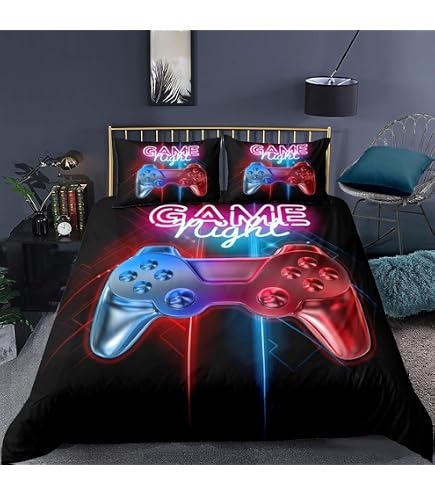MOUMOUHOME 3D Running Horses Bedding Set Twin Size - Purple/Gray Horse Print Duvet Cover & Pillowcase - View #11