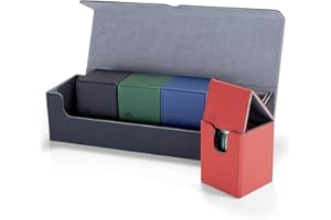 Pulchra Caja para almacenar Cartas 5 en 1-4 PCS MTG Card Boxes + Una Premium Magnetic Caja de Tarjetas con Dice Tray - 1200 + tamaño estándar (Negro, Máximo)