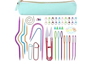 Deudy Ago a Cruna Grande in Plastica, Plastica Colorata Aghi Filati, Aghi da Cucito con Cruna Grande, Aghi da Maglieria con Maglia marcatori Chiusura per Progetti All'Uncinetto