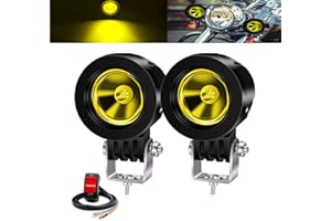 YnGia 2PCS Motorcycle Fog Spotlights, 10W Amber LED Work Light Motorcycle Driving Auxiliary Lights 12V 24V for Car Truck Off Road 4X4 ATV Tractor