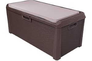 ONDIS24 Cassapanca Baule Contenitore Per Santo effetto rattan marrone Cassapanca coordinata cuscino (Beige) 560 litri XXL