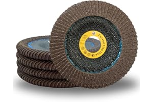 WA GRINDER WA 5 Stück – 11,4 x 2,2 cm, kalziniertes Aluminiumoxid, 80# gebogene Kante, Fächerscheibe für Kehlschweißnähte, gebogene radiale Art, Winkelschleifer, Hochleistungs-Kantenschleifen, 11,4 cm Körnung 80