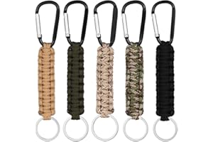 Fanshiontide Lot de 5 porte-clés en paracorde bracelet paracorde avec mousqueton porte-clés d'extérieur tressé pour clés lampe de poche, camping, randonnée