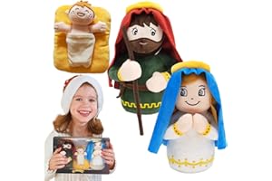 TEDIOUS Peluche Jesús | 3/6 Piezas Juguetes Blandos Regalos Jesús | Linda muñeca Peluche la Virgen María Jesús y el bebé | Figura de Felpa de Cristo de Dibujos Animados, Almohada, Regalos Navidad para niños